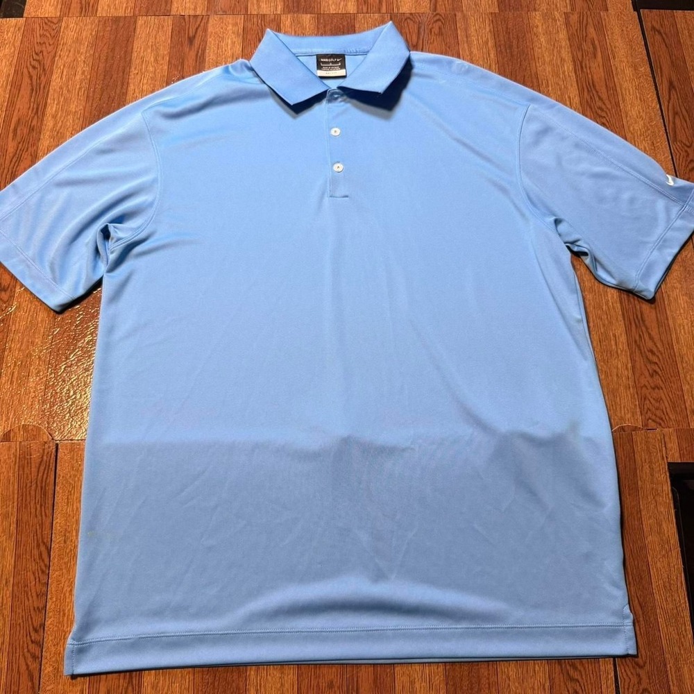 Nike Blue Vintage Dri-Fit Retro Sportsweae Golf Polo Button Shirt large